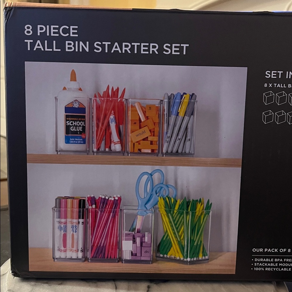 Eight piece tall stackable bin starter set - Picture 2 of 9